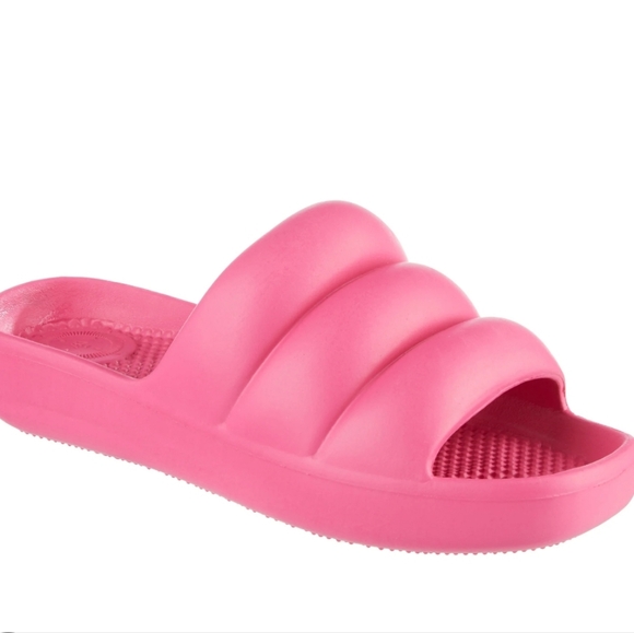 NWT Totes Azalea Puffy Platform Everywear Lightweight Pink Slide Sandals 6 - Picture 1 of 9